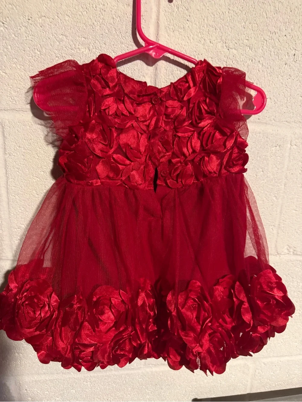 The Children's Place Red Rosette Tulle Party Dress